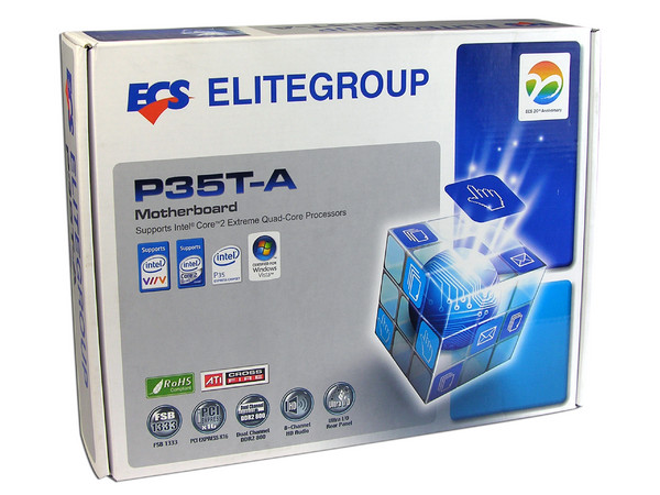 T. Madre ECS P35T-A, ChipSet Intel P35&ICH9DH,
Soporta: Cel.400, DualCore/2Duo/Quad, 1066/1333MHz,
Memoria: DDR2 800/667MHz, 4 Bancos, 8GB Max,
Integrado: Audio HD, Giga Lan,
Diseño: ATX, Ptos: 2xPCEx16, 1xPCEx1, 3xPCI