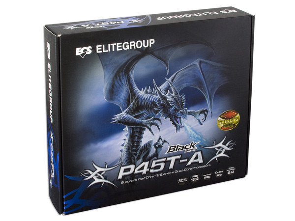 T. Madre ECS Black Series P45T-A, ChipSet Intel P45,
Soporta: Extreme, Core 2 Quad, Core 2 Duo, 1066/1333MHz,
Memoria: DDR2 800/667MHz, 4 Bancos, 16GBMax,
Integrado: Audio 7.1, Red 	Gigabit, DiseÃ±o: ATX,
Puertos: 2xPCI-Ex16, 2xPCI-Ex1, 2xPCI