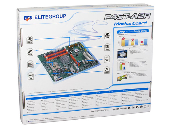 Tarjeta Madre ECS P45T-A2R, ChipSet Intel P45,
Soporta: Core 2 Quad, Core 2 Duo, 1600 OC/1333MHz,
Memoria: DDR2 800/667MHz, 4 Bancos, 16GBMax,
Integrado: Audio 5.1, Red,
ATX, Puertos: 1xPCIEx16, 3xPCIEx1, 2xPCI