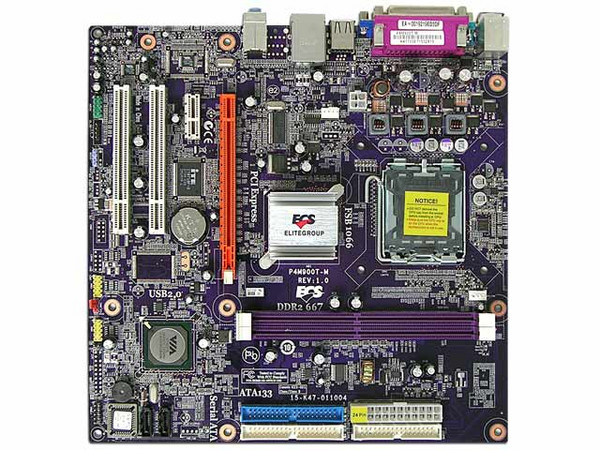 T. Madre ECS P4M900T-M, ChipSet VIA P4M900,
Soporta: Pentium 4, Core 2 Duo, 800/1066MHz,
Integrado: Audio 5.1, Red, Video Chrome9TM,
Memoria: DDR2 400/533/667, 2 Bancos, 4GBMax,
Diseño: Micro ATX, Ptos: 1xPCE, 1xPCEx16, 2xPCI