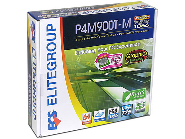 T. Madre ECS P4M900T-M, ChipSet VIA P4M900,
Soporta: Pentium 4, Core 2 Duo, 800/1066MHz,
Integrado: Audio 5.1, Red, Video Chrome9TM,
Memoria: DDR2 400/533/667, 2 Bancos, 4GBMax,
Diseño: Micro ATX, Ptos: 1xPCE, 1xPCEx16, 2xPCI