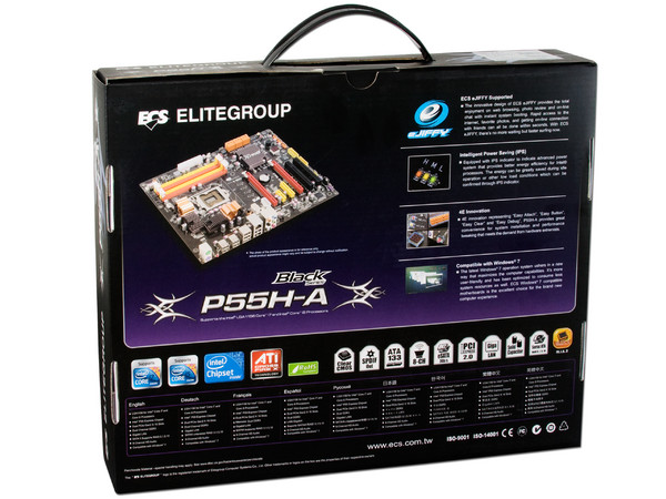 T. Madre ECS Black Series P55H-A, ChipSet Intel P55 Exp.,
Soporta: Core i7 y Core i5 de Socket 1156,
Integrado: Audio 7.1, Red 10/100/1000,
Memoria: DDR3 2130+(OC)/1333/1066MHz, 16GB Max,
ATX, Ptos: 2xPCEx16, 1xPCIEx4, 1xPCIEx1