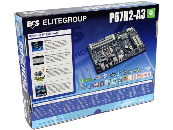 T. Madre ECS P67H2-A3-B3, ChipSet Intel P67 Exp.,
Soporta: Core i7/i5/i3 de Socket 1155,
USB 3.0 y SATA 3.0,
Integrado: Audio HD, Red,
Memoria: DDR3 2133(OC)/1600/1066MHz, 16GB Max,
ATX, Ptos: 2xPCIEX16, 1xPCIEX1