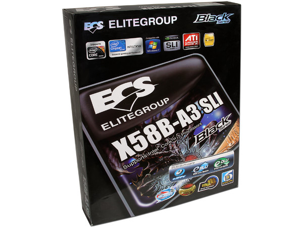 T. Madre ECS X58B-A3 SLI, ChipSet Intel X58,
Soporta: Core i7 de Socket 1366,
Integrado: Audio HD, Red 10/100/1000,
Memoria: DDR3 1600(OC)/1333/1066MHz, 24GB Max,
Diseño: ATX, Ptos: 2xPCIEX16, 1xPCIEX4, 2xPCIEX1