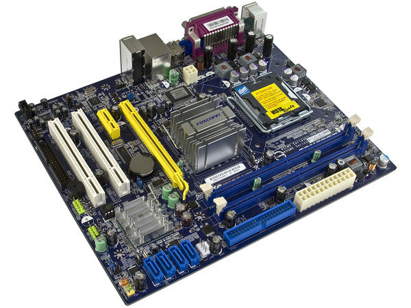 T. Madre Foxconn 45GMX, ChipSet Intel 945G+ICH7,
Soporta: Cel.400, DualCore/2 Duo, 800/1066MHz,
Memoria: DDR2 533/667Mhz, 2 Bancos, 4GB Max,
Integrado: Video, Audio 5.1, Red,
Diseño: MicroATX, Ptos: 1xPCEx16, 1xPCE, 2xPCI