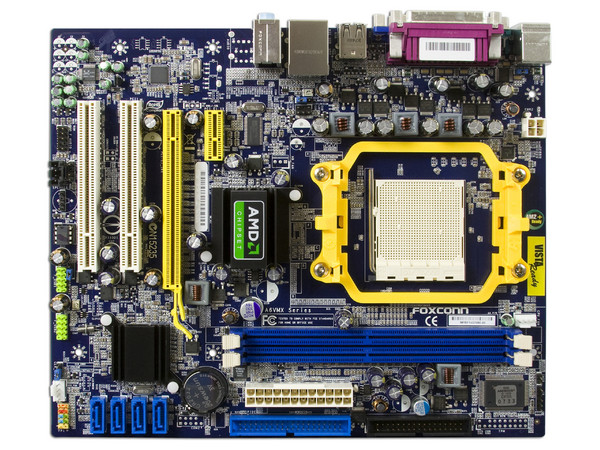 T. Madre Foxconn A6VMX, ChipSet AMD 690V+SB600,
Soporta: Phenom, Athlon 64/Athlon 64 X2, Socket AM2,
Integrado: Video, Audio 5.1, Red 10/100,
Memoria: 2x DDR2, Max. 4GB, Diseño Micro ATX,
Ptos: 1xPCI-E X16, 1xPCI-E X1, 2xPCI