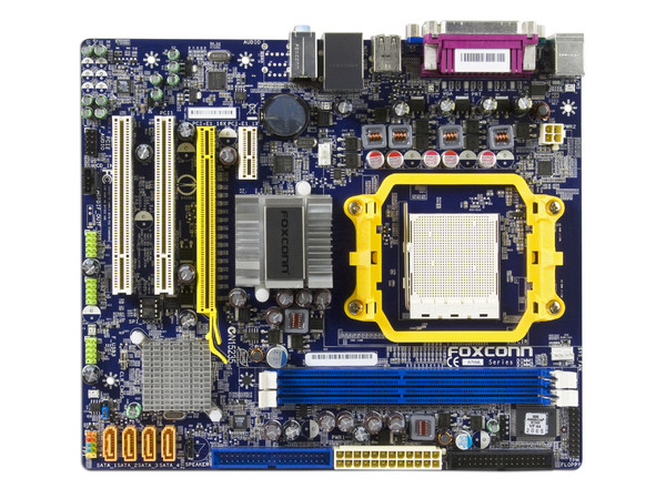 T. Madre Foxconn A76ML-K, ChipSet AMD 760G,
Soporta: Phenom, Athlon 64 X2, Socket AM2+,
]Integrado: Video ATI 3000, Audio HD, Red,
Memoria: 2x DDR2 1066Mhz, Max. 4GB, Diseño mATX,
Ptos: 1xPCIEX16, 1xPCIEX1, 2xPCI