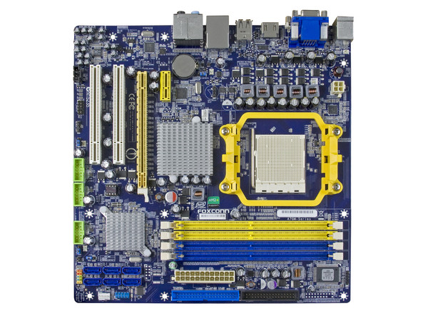 T. Madre Foxconn A7GM-S, ChipSet AMD 780G,
Soporta: Phenom, Athlon 64/Athlon 64 X2, Socket AM2+,
Integrado: Audio HD, Video, Red,
Memoria: 4x DDR2, Max. 8GB, Diseño MicroATX,
Ptos: 1xPCI-E X16, 1xPCI-E X1, 2xPCI