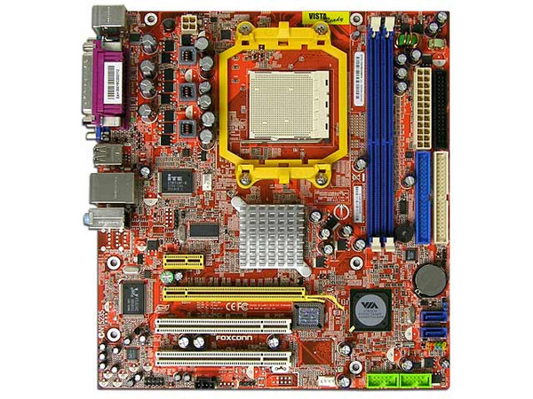 T. Madre Foxconn K8M890M2MB-RS2H, ChipSet VIA K8M890,
Soporta: Athlon 64/Athlon 64 X2 Dual-Core, Socket AM2,
Integrado: Video, Audio 5.1, Red 10/100M,
Memoria: 2x DDR2, Max. 2GB, Diseño MicroATX,
Ptos: 1xPCI-E X16, 1xPCI-E X1, 2xPCI