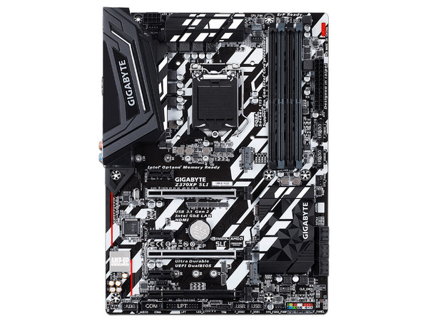 T. Madre Gigabyte Z370XP SLI, Chipset Intel Z370,
Soporta: Core i7 / i5 / i3 de 8va Gen., Socket 1151,
Memoria: DDR4 4000(O.C.)/3866(O.C.)/2400/2133 MHz, 64GB Max,
Integrado: Audio HD, Red,
USB 3.0 y SATA 3.0,
ATX,
Ptos: 3xPCIE3.0