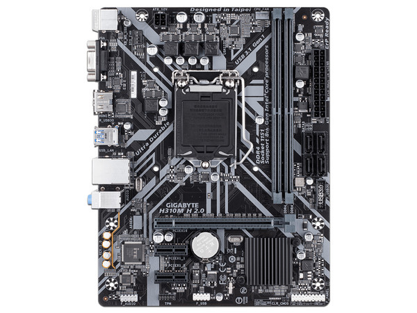 T. Madre Gigabyte H310M H 2.0, Chipset Intel H310,
Soporta: Core 8va y 9na. Gen., Socket 1151,
Memoria: DDR4 2666/2400/2133 MHz, 32GB Max,
Integrado: Audio HD, Red,
USB 3.0, SATA 3.0,
Micro-ATX, Ptos: 1xPCIEx16, 2xPCIEx1.