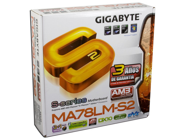 T. Madre Gigabyte GA-MA78LM-S2, ChipSet AMD760G,
Soporta: Phenom I y II, Athlon, Socket AM2+/AM3,
Integrado: Audio HD, Red 10/100/1000 Mbit,
Memoria: DDR2 1200(O.C.)/1066/800MHz, Diseño ATX,
Ptos: 1xPCIEX16, 1xPCIEX1, 2xPCI