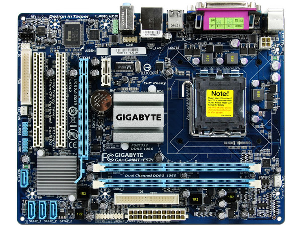 T. Madre GIGABYTE G41MT-ES2L, ChipSet Intel G41,
Soporta: Core 2 Quad, Core 2 Duo, 1333/1066MHz,
Integrado: Audio HD, Red, Video Intel GMA X4500,
Memoria: DDR3 1333(OC)/1066, 2 Bancos, 4GB Max,
Diseño: MicroATX, Ptos: 1xPCEx16, 1xPCEx1, 2xPCI