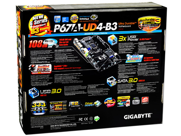 T. Madre Gigabyte P67A-UD4-B3, ChipSet Intel P67 Exp.,
Soporta: Core i7/i5/i3 de Socket 1155, 
USB 3.0 y Serial ATA 3.0, 
Memoria: DDR3 2133/1866/1600, 32GB Max, 
ATX, Ptos: 2xPCIEx16, 3xPCIEx1, 2xPCI