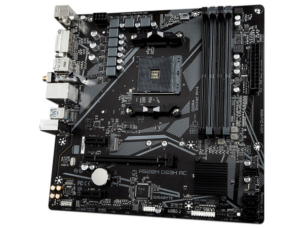 T. Madre Gigabyte A520M Wi-Fi, Chipset AMD A520,
Soporta: AMD Ryzen 3ra, 4ta y 5ta Generación, Socket AM4,
Memoria: DDR4 4600(O.C.)/3600(OC)/2133 MHz, 128GB Máx,
Integrado: Audio HD, Red y SATA 3.0, M.2,
Micro-ATX, Ptos: 2xPCIEx1, 1xPCIEx16 3.0