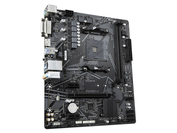 T. Madre Gigabyte A520M H, ChipSet AMD A520,
Soporta: AMD Ryzen 3ra, 4ta y 5ta Generación,
Memoria: DDR4 5100/4000/2133 MHz, 64GB Max,
Integrado: Audio HD, Red,
USB 3.0, SATA 3.0, M.2,
Micro-ATX, Ptos: 2 x PCIe x1, 1 x PCIe x16.