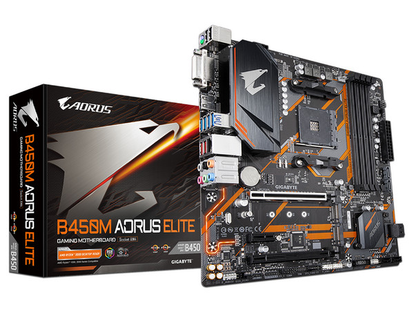 T. Madre Gigabyte B450M Aorus Elite (rev.1.0), 
Chipset AMD B450, Soporta: AMD Ryzen de 1ra, 2da y 3era Generación, 
Memoria: DDR4 3200(O.C.) / 2933 / 2133 MHz, 128GB Max, 
Integrado: Audio HD, Red, USB 3.0 y SATA 3.0, 
ATX, Ptos: 2xPCIEx16, 1xPCIEx1