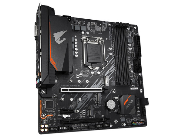 T. Madre Gigabyte B460M AORUS ELITE, Chipset Intel B460,
Soporta: Intel Core / Pentium / Celeron de 10ma. Gen., Socket 1200,
Memoria: DDR4 2933 / 2666 / 2133MHz, 128GB Max,
Integrado: Audio HD, Red, SATA 3.0, M.2
Micro-ATX, Ptos: 2xPCIEx16, 2xPCIEx1.