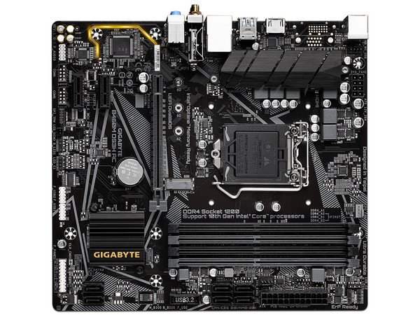 T. Madre Gigabyte B460M AC V2, Chipset Intel B460,
Soporta: Intel 10ma generación, Socket 1200,
Memoria: DDR4 2933 / 2666 / 2133 MHz, 128GB Max,
Integrado: Audio, Red, Wi-Fi, USB 3.0, SATA 3.0,
Micro-ATX, Ptos: 1xPCIE3.0x16, 1xPCIE3.0x1.