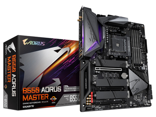 T. Madre Gigabyte B550 AORUS MASTER, Chipset AMD B550,
Soporta: AMD 3a Gen. con gráficos Radeon, Socket AM4,
Memoria: DDR4 2666/2400/2133 MHz, 128GB Max,
Integrado: Audio HD, Red,
USB 3.1 y SATA 3.0, M.2,
ATX, Ptos: 1xPCIEx16,1PCIEX3.0.