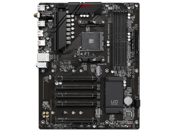 T. Madre GIGABYTE B550 UD AC:
Chipset AMD B550,
Segmento: Básico,
Soporta: AMD Ryzen 3ra, 4ta y 5ta Generación, Socket AM4,
Memoria: DDR4 4733/3200/2133 MHz, 128GB Max,
Integrado: Audio HD, Red, USB y SATA 3.0, M.2,
ATX, Ptos: 1xPCIEx4.0x16