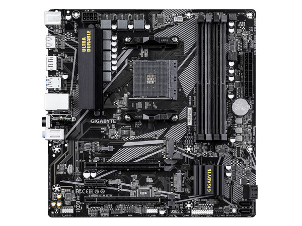 T. Madre GIGABYTE B550M DS3H AC (Rev 2),
Chipset AMD B550,
Segmento: Medio,
Soporta: AMD Ryzen 3ra 4ta 5ta Gen, Socket AM4,
RAM: DDR4 4733/3200/2133 MHz, 128GB Max,
Audio HD, Red, Wi-Fi 5, Bluetooth 5.0,
USB 3.1, USB Tipo C  SATA 3.0, M.2, Micro-ATX
