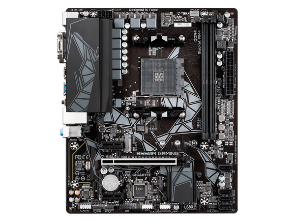 T. Madre GIGABYTE B550M Gaming, Chipset AMD B550,
Soporta: AMD Ryzen 3ra, 4ta y 5ta Generación, Socket AM4,
Memoria: DDR4 5000/4600/3200 MHz, 64GB Máx,
Integrado: Audio HD, Red,
SATA 3.0, M.2,
Micro-ATX, Ptos: 2xPCIEx1, 1xPCIEx16 3.0