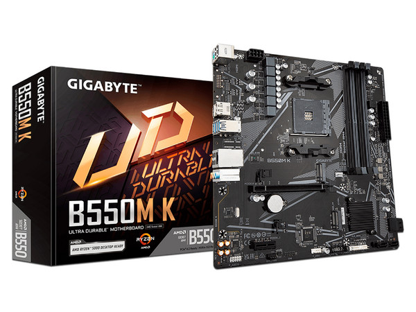 T. Madre Gigabyte B550M K,
Chipset AMD B550,
Segmento: Medio,
Soporta: AMD Ryzen 3ra, 4ta 5ta Generación, Socket AM4,
Memoria: DDR4 4733/3866/2133 MHz, 128GB Max,
Audio HD, Red, USB 3.0,
SATA 3.0, M.2,
Micro-ATX, Ptos: PCIE 4.0 x16, PCIE 3.0 x1