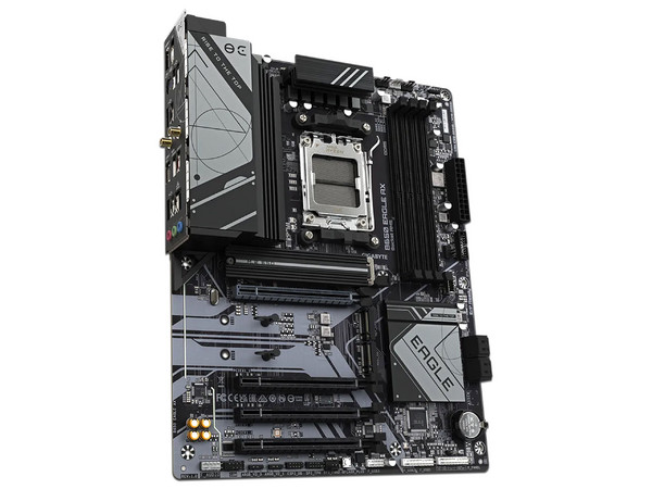 T. Madre Gigabyte B650 EAGLE AX:
Chipset AMD B650,
Segmento: Alto/Gamer,
Soporta Procesador AMD Ryzen 8va y 9na Generación, Socket AM5, 
RAM: DDR5 7600/6200/4800 MHz, 128GB Max, 
Integrado: Audio HD, Red, USB 3.2, M.2, Wi-Fi, ATX, 
Ptos: 1xPCIE4x16