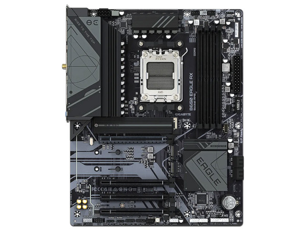 T. Madre Gigabyte B650 EAGLE AX:
Chipset AMD B650,
Segmento: Alto/Gamer,
Soporta Procesador AMD Ryzen 8va y 9na Generación, Socket AM5, 
RAM: DDR5 7600/6200/4800 MHz, 128GB Max, 
Integrado: Audio HD, Red, USB 3.2, M.2, Wi-Fi, ATX, 
Ptos: 1xPCIE4x16