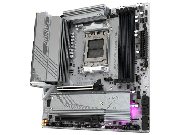 T. Madre Gigabyte B650M A ELITE AX ICE,
Chipset B650,
Segmento: Alto,
Soporta: Procesadores AMD Ryzen 8000, Socket AM5,
Memoria: DDR5 hasta 8000 MHz,
Integrado: Wi-Fi, Audio, Red,
Puertos: HDMI, DisplayPort, M.2,
Factor de forma: Micro ATX.