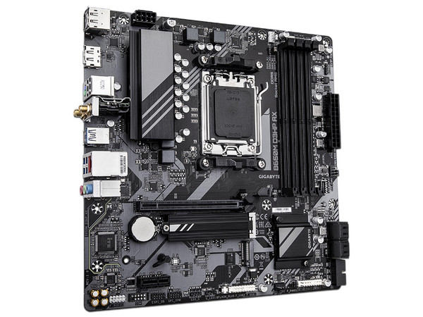 T. Madre GIGABYTE B650M D3HP AX, 
Chipset AMD B650,
Segmento: Alto,
Soporta: AMD Ryzen 7000 Series, Socket AM5,
RAM: DDR5 8000/7800/ 7600, 256GB Max,
Audio HD, Red, USB 3.2, SATA 3.0,
MicroATX, Ptos: 1xPCIE4.0x16, 1xPCIE3.0x1.
