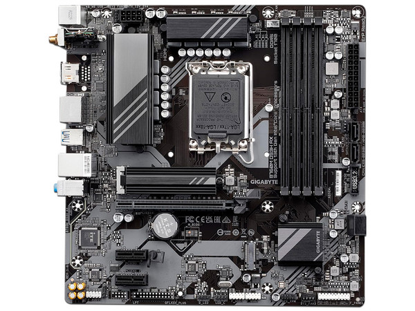 T. Madre Gigabyte B760M DS3H AX DDR5, Chipset Intel B760,
Soporta: Intel 13va y 14va Generación, Socket 1700,
Memoria: DDR5 7600, 7200, 4000 MHz, 192GB Max,
Integrado: AudioHD, WiFi 6E, USB 3.2 y SATA3, M.2,
Micro-ATX, Ptos: 1xPCIE4.0x16, 2xPCIE3.0x1