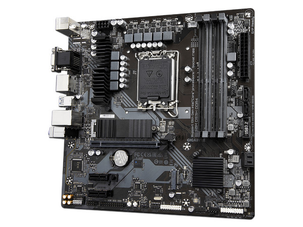 T. Madre GIGABYTE UD B760M, 
Chipset Intel B760, Soporta: Intel 12ma y 13va Generación de Socket 1700, 
Memoria: DDR4 5333, 3600, 2133 MHz, 128GB Max, 
Integrado: AudioHD, Red, USB 3.2 y SATA 3.0, M.2, Micro-ATX, 
Ptos: 1xPCIE4.0x16, 1xPCIE3.0x1