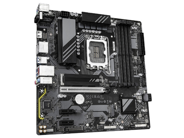 T. Madre Gigabyte B760M DS3H WF6E GEN5, 
Chipset Intel B760,
Segmento: General,
Soporta: Procesador Intel Core 12va y 13va Gen, Socket 1700,
Memoria: DDR5 5600+ MHz, 256GB Máx,
Audio HD, Wi Fi, USB 3.2, USB C, M.2,
Micro-ATX, Ptos: 1xPCIe5.0x16.