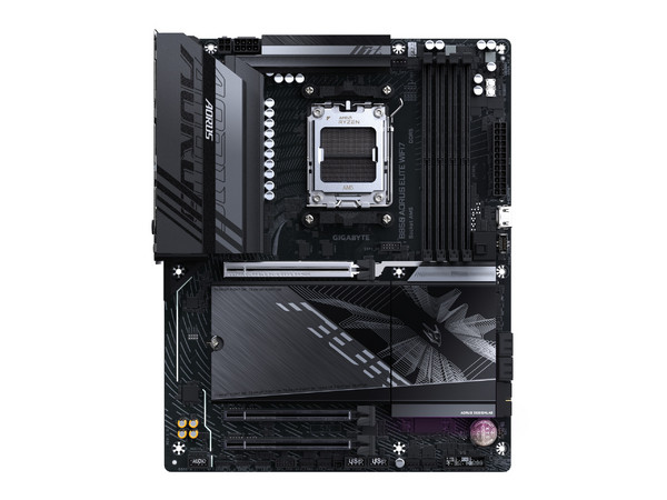 T.Madre Gigabyte AORUS ELITE WIFI7: Chipset AMD B850, 
Soporta: Procesadores AMD Ryzen de 7ma y 8va Generación, AM5,
Memoria DDR5 7800/6200/4800 MHz, 128GB Max, 
Integrado: Audio HD, Red, Wi-Fi 7, SATA 3.0, 
ATX, Ptos: 1xPCIE5.0x16.