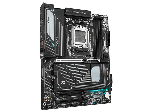 T. Madre Gigabyte B850 Gaming X WiFi 6E, 
Chipset B850, 
Segmento: Alto/Gamer,
Soporta: Procesadores AMD Ryzen 9000, 8000 y 7000, Socket AM5, 
Memoria: DDR5 8200 MHz, 
IWi-Fi 6E, Bluetooth 5.3, Audio HD, USB, USB-C, SATA, M.2, 
ATX, PCI Express 5.0