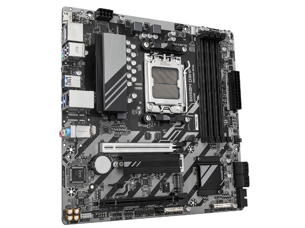T. Madre GIGABYTE B850M D3HP,
Chipset AMD B850,
Segmento: Alto,
Soporta: Procesadores AMD Serie 9000, Socket AM5,
Memoria: DDR5 8200(OC)/4800MHz, 256GB Max,
Integrado: HDMI 2.1, DisplayPort 1.4, Micro ATX,
1xPCIE5.0x16, 1xPCIE4.0x16, 1xPCIE3.0x16.