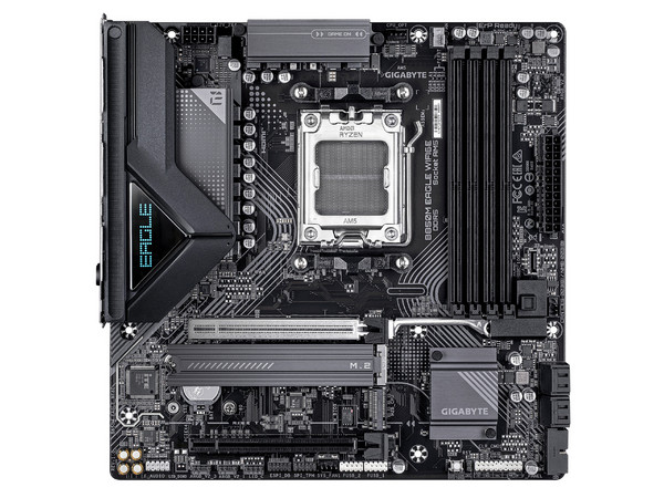 T. Madre Gigabyte B850M Eagle WiFi 6E,
Chipset B850,
Segmento: Alto,
Soporta: AMD Ryzen 9000/ 8000/ 7000, Socket AM5,
Memoria: DDR5 8200MHz 256gb,
Wi-Fi 6E, Bluetooth 5.3, Audio HD,
Puertos: USB, SATA, M.2,
Factor de forma: ATX, Ptos: PCIe 5.0.