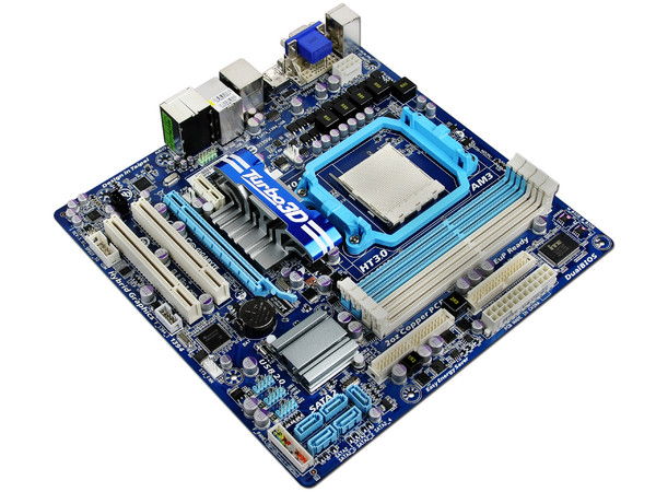 T. Madre Gigabyte GA-880GM-UD2H, ChipSet AMD 880G,
Soporta: Phenom II X4 y X6 de Socket AM3,
Integrado: Video Radeon HD4200, Audio HD, Red,
Memoria: DDR3 1800(OC)/1666/1333MHz,
Ptos: 1xPCIEX16, 1xPCIEX1, 2xPCI