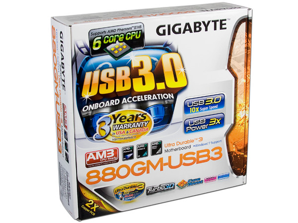 T. Madre Gigabyte GA-880GM-USB3, ChipSet AMD 880G,
Soporta: Phenom II X4 y X6 de Socket AM3,
USB 3.0, Memoria: DDR3 1800(OC)/1666/1333MHz,
Ptos: 1xPCIEX16, 1xPCIEX1, 2xPCI