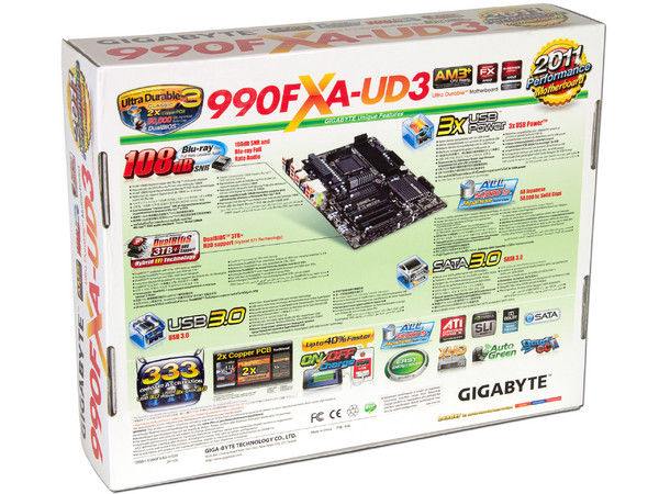 T. Madre Gigabyte GA-990FXA-UD3, ChipSet AMD 990FX,
Soporta: Phenom AMD FX/Phenom II/Athlon II Socket AM3+,
Integrado: Audio HD, Red, USB 3.0 y SATA 3.0,
Memoria: DDR3 2000(OC)/1333/1066MHz, 
ATX, Ptos: 4xPCIEX16, 2xPCIEX1