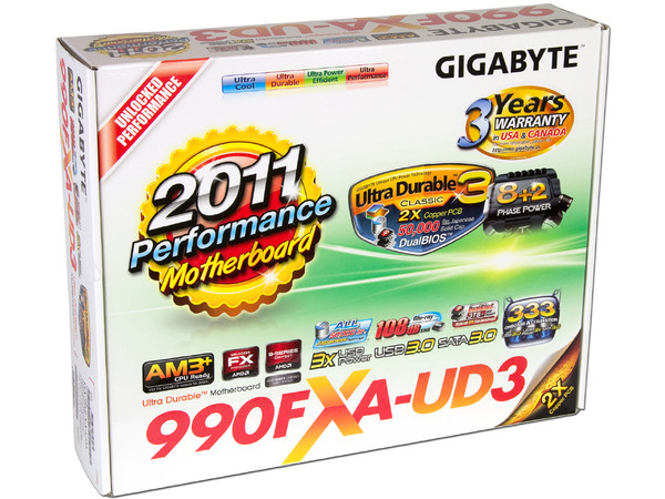 T. Madre Gigabyte GA-990FXA-UD3, ChipSet AMD 990FX,
Soporta: Phenom AMD FX/Phenom II/Athlon II Socket AM3+,
Integrado: Audio HD, Red, USB 3.0 y SATA 3.0,
Memoria: DDR3 2000(OC)/1333/1066MHz, 
ATX, Ptos: 4xPCIEX16, 2xPCIEX1