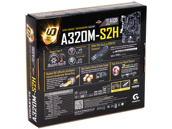 T. Madre Gigabyte GA-A320M-S2H, Chipset AMD A320,
Soporta: AMD Ryzen 3ra, 4ta y 5ta Generación, Socket AM4,
Memoria: DDR4 3200/2933/2133 MHz, 32GB Max,
Integrado: Audio HD, Red, USB 3.0,
SATA 3, M.2,
Micro-ATX, Ptos: 1xPCIE x16