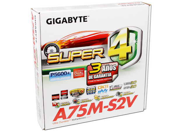 T. Madre Gigabyte GA-A75M-S2V, Chipset AMD A75,
Soporta: AMD A8, A6, A4 y E2 de Socket FM1,
Memoria: DDR3 1866/1600/1333/1066 MHz, 32GB Max,
 USB 3.0 y SATA 3.0
Integrado: Audio HD, Red,
Micro-ATX, Ptos: 2xPCIEX16, 1xPCIEX1, 1PCI.