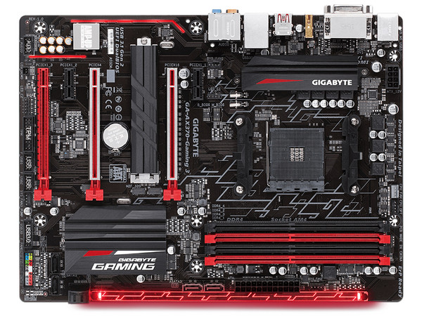 T. Madre Gigabyte GA-AX370-Gaming 3, Chipset AMD x370, 
Soporta: Procesador AMD 7th Generación A-series / Athlon de Socket AM4, 
Memoria: DDR4 3200(O.C.)/ 2133 MHz, 64GB Max,
Integrado: Audio HD, Red, USB 3.1 y SATA 3.0, ATX, 
Ptos: 1xPCIEx16, 1xPCIE