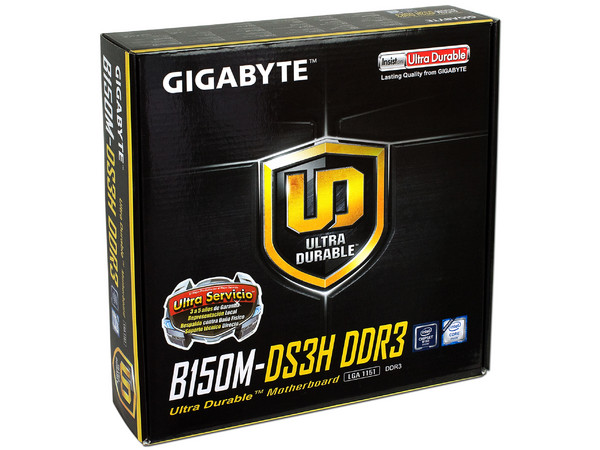 T. Madre Gigabyte GA-B150M-DS3H DDR3, ChipSet Intel B150, 
Soporta: Intel Core i7/Core i5/Core i3/Pentium/Celeron de Socket 1151, 
Memoria: DDR3 1866(OC)/1600/1333 MHz, 32GB Max,
SATA 3.0, USB 3.0,
Integrado: Audio HD, Red Gigabit, 
Micro-ATX.