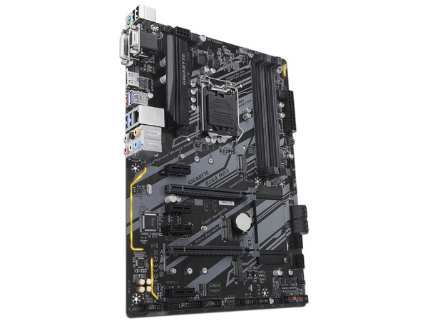 T. Madre Gigabyte B360 HD3, Chipset Intel B360,
Soporta: Intel Core i7 / i5 / i3 de 8va Gen., Socket 1151,
Memoria: DDR4 2666/2400/2133 MHz, 64GB Max,
Integrado: Audio HD, Red,
USB 3.1 y SATA 3.0, M.2,
ATX, Ptos: 2xPCIEx16