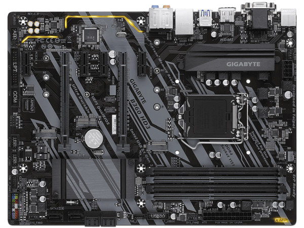 T. Madre Gigabyte B360 HD3, Chipset Intel B360,
Soporta: Intel Core i7 / i5 / i3 de 8va Gen., Socket 1151,
Memoria: DDR4 2666/2400/2133 MHz, 64GB Max,
Integrado: Audio HD, Red,
USB 3.1 y SATA 3.0, M.2,
ATX, Ptos: 2xPCIEx16