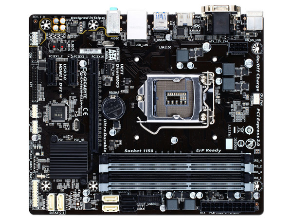T. Madre GIGABYTE B85M-DS3H-A, ChipSet Intel B85,
Soporta: Core i7/i5/i3 de Socket 1150,
Memoria: DDR3 1600/1333 MHz, 32GB Max,
Integrado: Audio HD, Red,
USB 3.0 y SATA 3.0,
Micro-ATX, Ptos: 1xPCIEx16, 2xPCIEx1